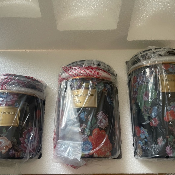 RETIRED & low stock MacKenzie-Childs Black Floral Canister set of 3 in a box - Picture 3 of 11